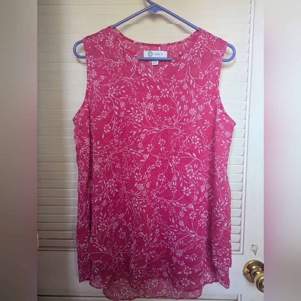 Cristina B Floral Sleeveless Blouse Size S - Picture 1 of 10